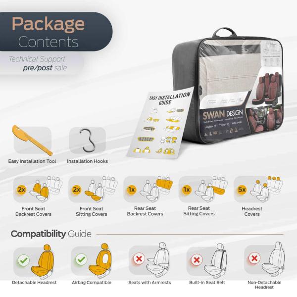 Auto Sitzbezug Set Universal Vorne und Hinten Komfortabel Komplett Set